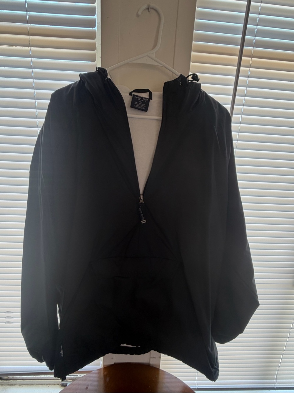 Charles River Apparel Black Hooded Windbreaker Pullover